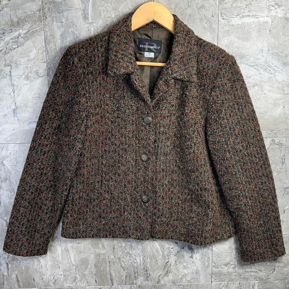 Vintage Requirements Womens Wool Blend Plaid‎ ButtonUp Blazer Jacket Size 10 USA